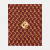Couverture Polaire Lion médiéval Red Fleur de Lis d'or (Devant)