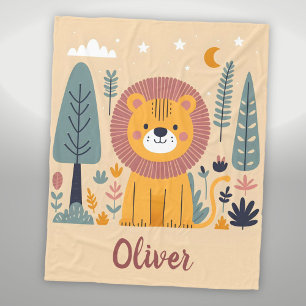 Couverture Polaire Lion mignon souriant dans la forêt