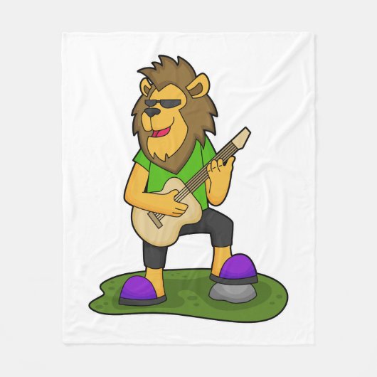 Couverture Polaire Lion musicien guitare (Devant)