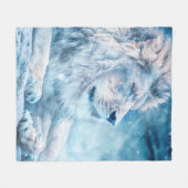Couverture Polaire Lion neige couché animal d'art (Devant (Horizontal))