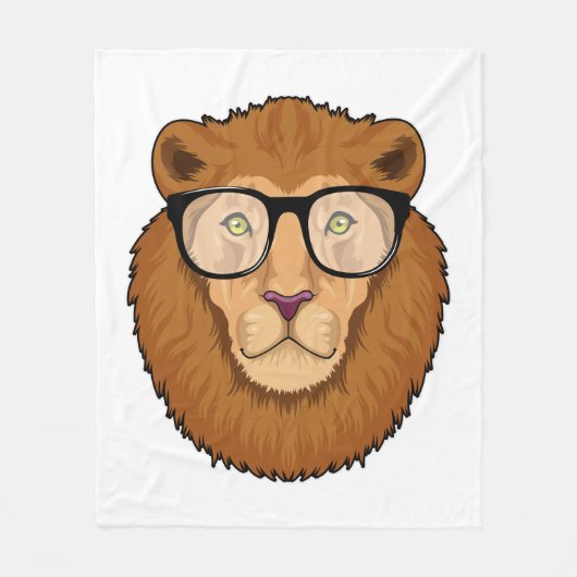 Couverture Polaire Lion Nerd avec lunettes (Devant)