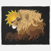 Couverture Polaire Lion noir jaune Mandal Sun (Devant (Horizontal))