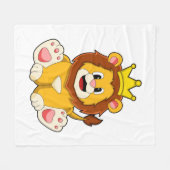 Couverture Polaire Lion roi avec couronne (Devant (Horizontal))