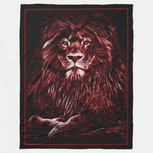Couverture Polaire Lion rouge majestueux (Devant)