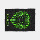 Couverture Polaire Lion vert et noir fluorescent avec le texte fait (Devant (Horizontal))