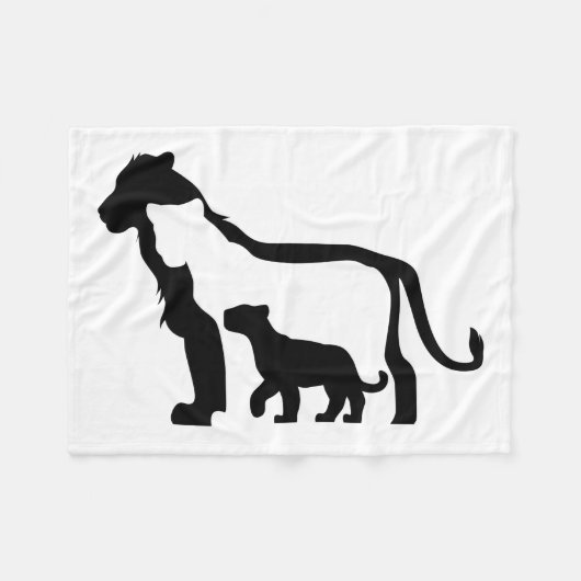 Couverture Polaire Lions noirs et blancs (Devant (Horizontal))