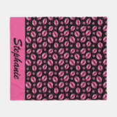 Couverture Polaire Lips Pattern Cute Pink & Black (Devant (Horizontal))