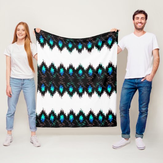 Couverture Polaire Liquide géométrique sans joint ondulé vert tribal (En situation)