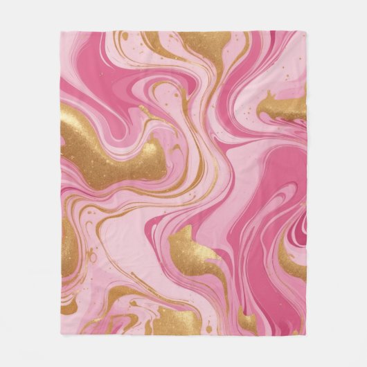 Couverture Polaire Liquide rose avec stries dorées (Devant)