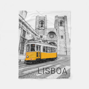 Couverture Polaire Lisbonne Retro Tramway Portugal Vintage Streetcar
