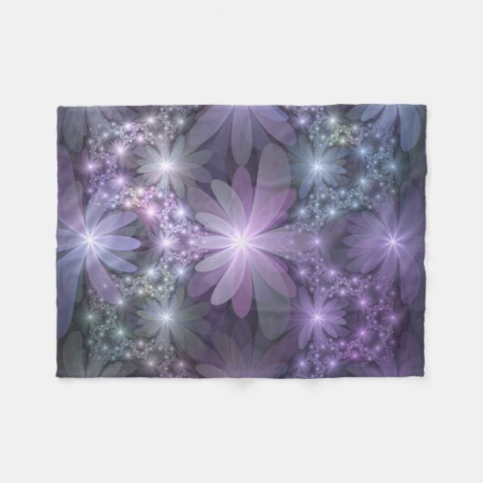 Couverture Polaire Lit de fleurs Art Fractal Abstrait tendance brilla (Devant (Horizontal))