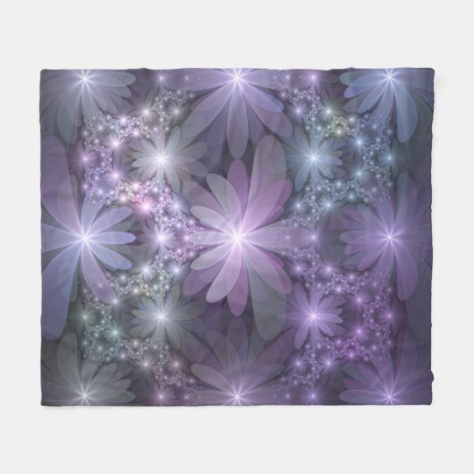 Couverture Polaire Lit de fleurs Art Fractal Abstrait tendance brilla (Devant (Horizontal))
