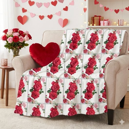 Couverture Polaire Lit de roses rose floral