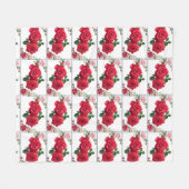 Couverture Polaire Lit de roses rose floral (Devant (Horizontal))
