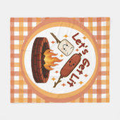 Couverture Polaire Lit Firepit - mignon Marshmallow & Hot Dog (Devant (Horizontal))