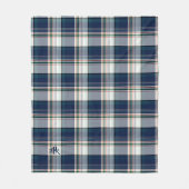 Couverture Polaire Lit multifil bleu et blanc monogramme (Devant)