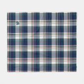 Couverture Polaire Lit multifil bleu et blanc monogramme (Devant (Horizontal))
