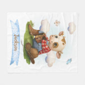 Couverture Polaire Little Cowboy Cute Bull (Devant (Horizontal))