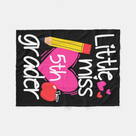 Couverture Polaire Little Miss 5th Grade First Day Of Hello Fifth Gra (Devant (Horizontal))