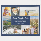 Couverture Polaire Live Laugh Love Navy Blue Photo Collage (Devant (Horizontal))