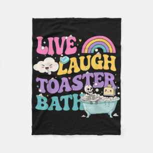 Couverture Polaire Live Laugh Toaster Bath Funny Skeleton Meme Dark H