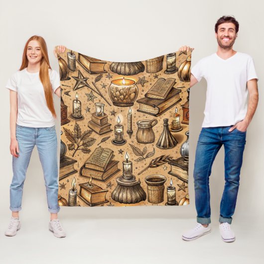 Couverture Polaire Livres et bougies vintages Motif (2) (En situation)