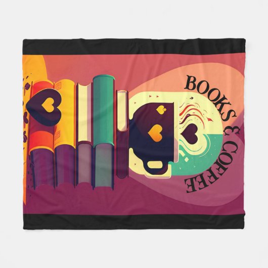 Couverture Polaire Livres Et Café (Devant (Horizontal))