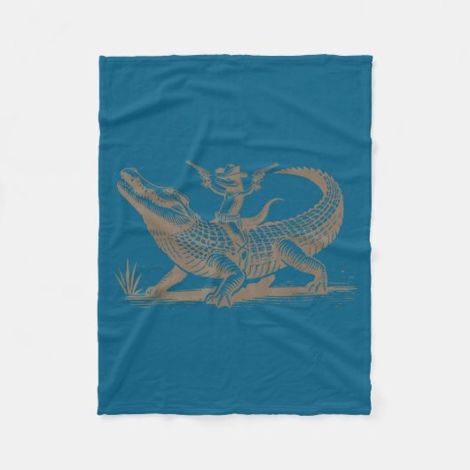 Couverture Polaire Lizard Cowboy Riding Crocodile Alligator Western A (Devant)