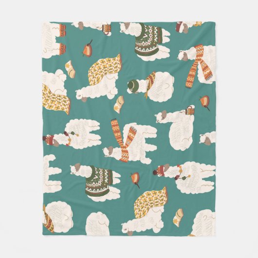 Couverture Polaire Llama Alpaca Sweater Motif sans couture. (Devant)