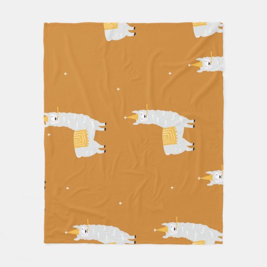 Couverture Polaire Llama, arrière - plan orange : motif d'anniversair (Devant)