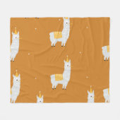 Couverture Polaire Llama, arrière - plan orange : motif d'anniversair (Devant (Horizontal))