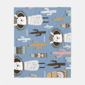 Couverture Polaire Llama, Cactus, Motif d'éléments à main. (Devant)
