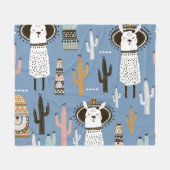Couverture Polaire Llama, Cactus, Motif d'éléments à main. (Devant (Horizontal))