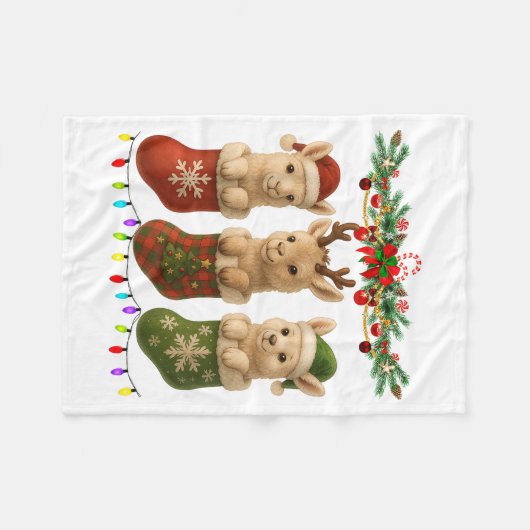 Couverture Polaire Llama In Christmas Socks Lights Llama Xmas (Devant (Horizontal))