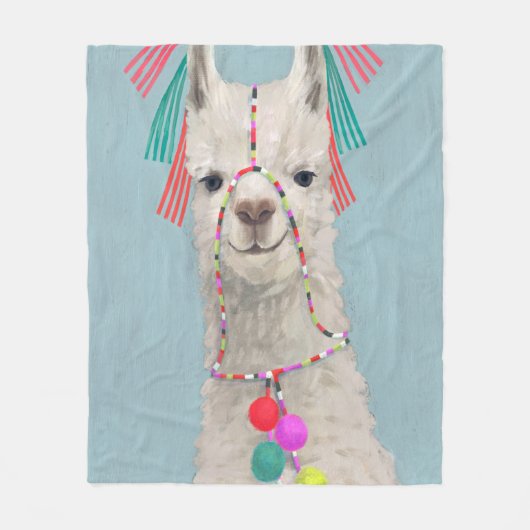 Couverture Polaire Llama ornée - Blanc (Devant)