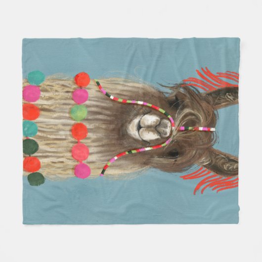 Couverture Polaire Llama ornée - Brown (Devant (Horizontal))