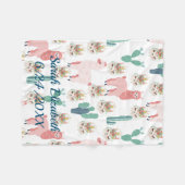 Couverture Polaire Llama rose mignonne et cactus vert personnalisés (Devant (Horizontal))