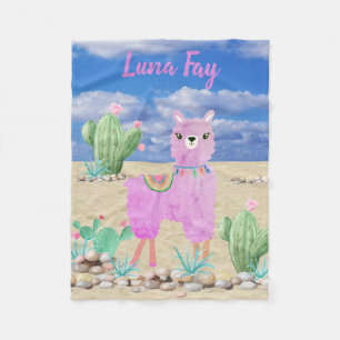 Couverture Polaire Llama rose Sud-Ouest Désert Cactus mignonne Bébé