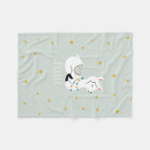 Couverture Polaire Llama Yellow Stars Bleu Toison Blanche (Devant (Horizontal))