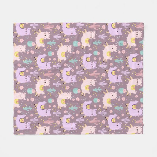 Couverture Polaire Llamas Fleece Blanche (Devant (Horizontal))