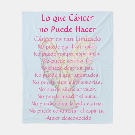 Couverture Polaire Lo que Cáncer no Puede Hacer Angel Chemo Blanche (Devant)