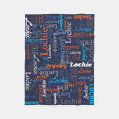 Couverture Polaire Lochie nom personnalisé bleu gris orange couvertur (Devant)