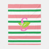 Couverture Polaire Logo à rayures rose et verte Blanche polaire (Devant)