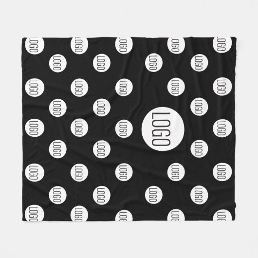 Couverture Polaire Logo blanc sur noir Simple Step et répétition (Devant (Horizontal))