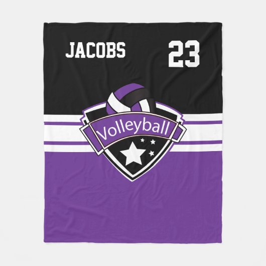 Couverture Polaire Logo de volley-ball en violet, blanc et noir (Devant)