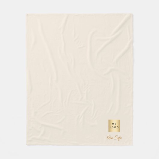 Couverture Polaire logo d'entreprise crème beige marque nom de sociét (Devant)