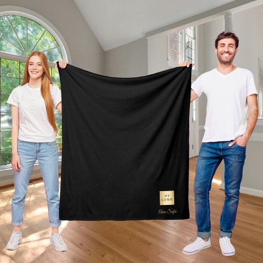 Couverture Polaire Logo d'entreprise en or noir nom société de luxe