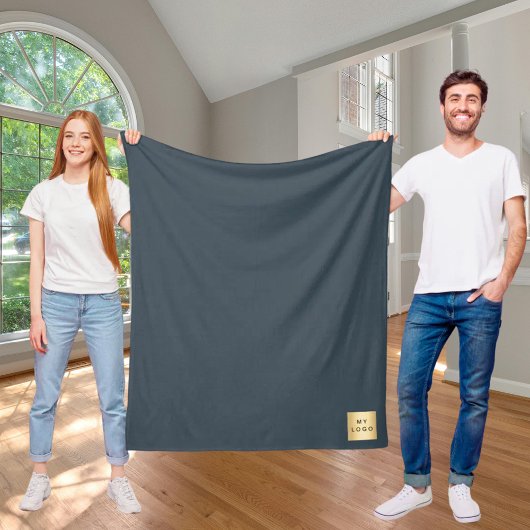 Couverture Polaire Logo d'entreprise gris charbon personnalisé cadeau