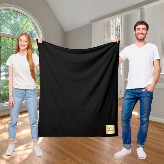 Couverture Polaire logo d'entreprise noir cadeau personnalisé d'entre