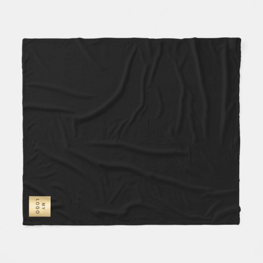 Couverture Polaire logo d'entreprise noir cadeau personnalisé d'entre (Devant (Horizontal))